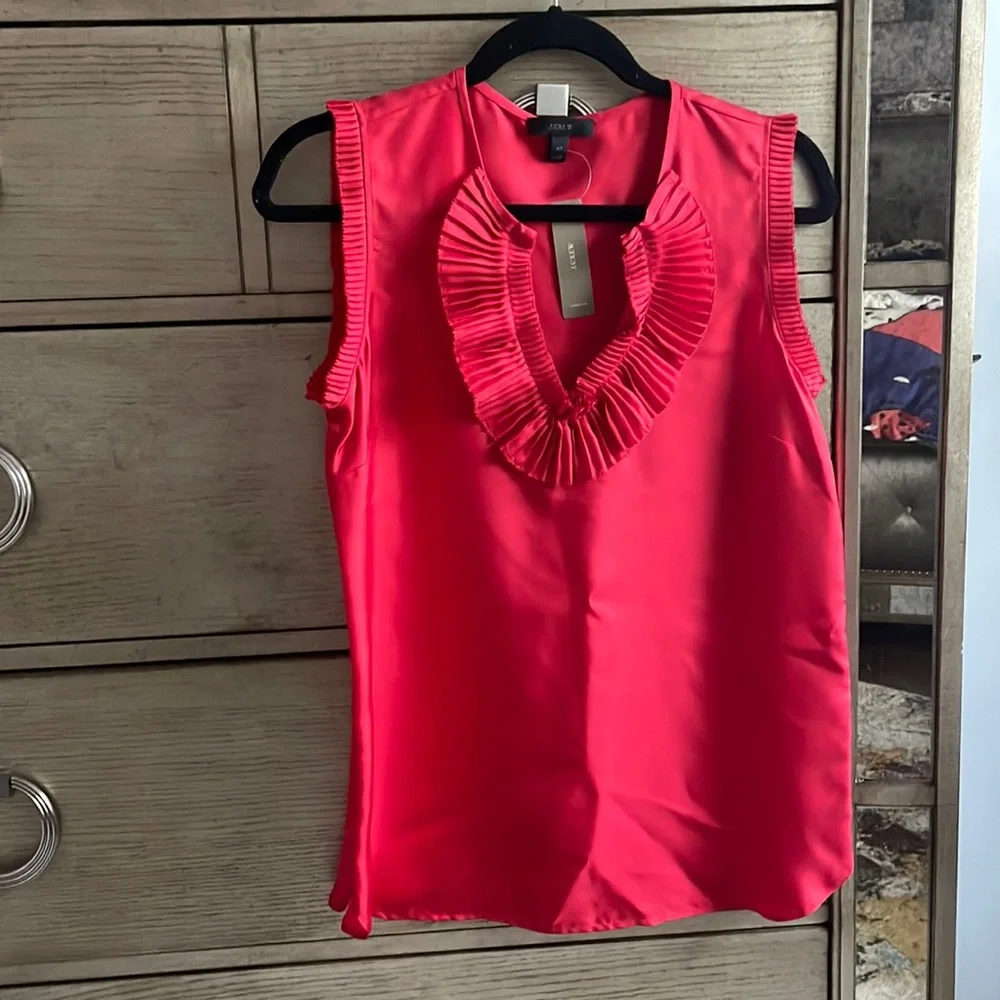 J . Crew ruffle silk top, size 4T, new